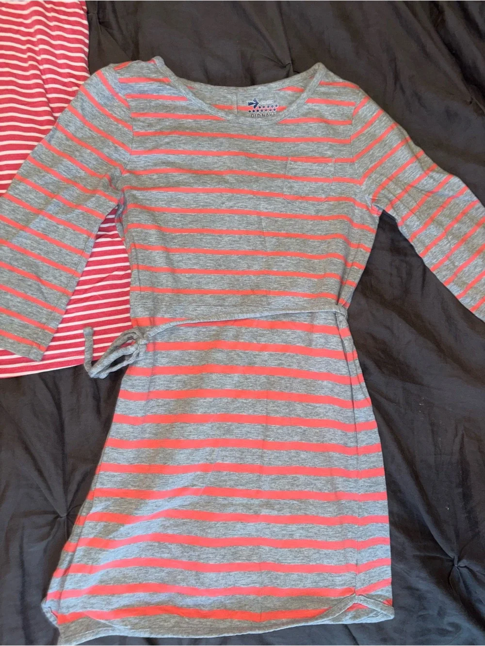 3-Piece Girls Dress & Tops Set - Bright Pink & Heather Gray Stripes size 10